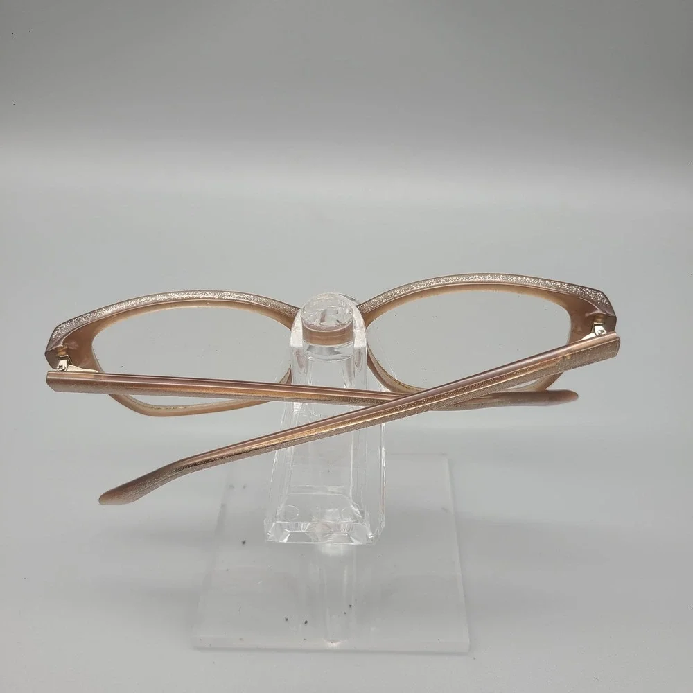 Badgley Mischka Tan Glitter Cat Eye Eyeglass Frames 52-16-135 Shimmer Nude
